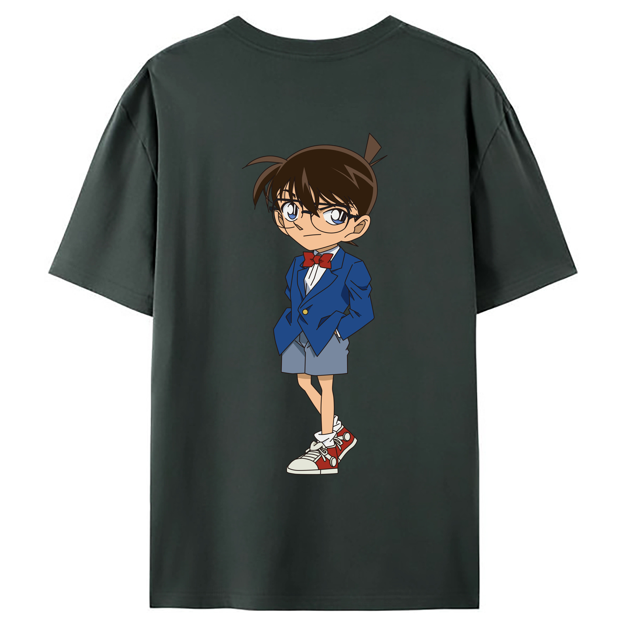（画像用） 名探偵コナン 江戸川 コナン Detective Conan Conan Edogawa 綿100％ メンズ半袖Tシャツ（バックプリント） 通気性